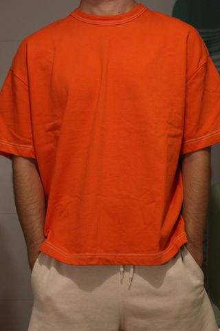 Camiseta Zara Oversize Heavyweight Naranja Talla S