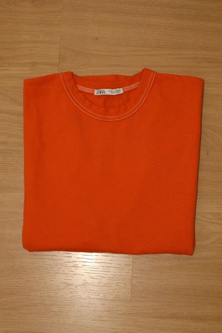 Camiseta Zara Oversize Heavyweight Naranja Talla S