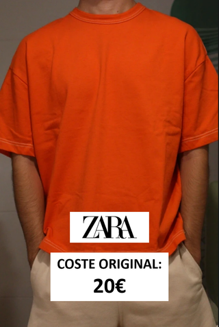 Camiseta Zara Oversize Heavyweight Naranja Talla S