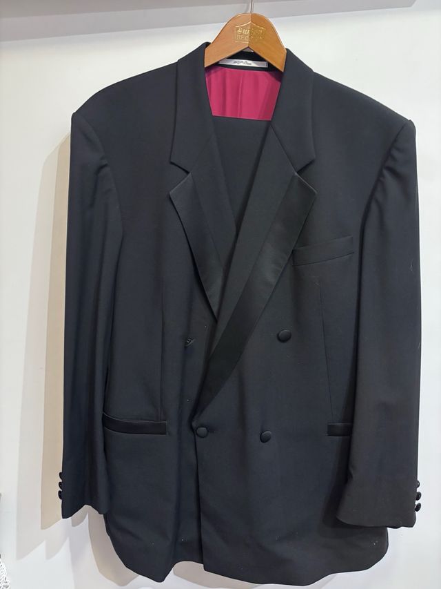 Abito da uomo vintage nero taglia 50 due pezzi su misura