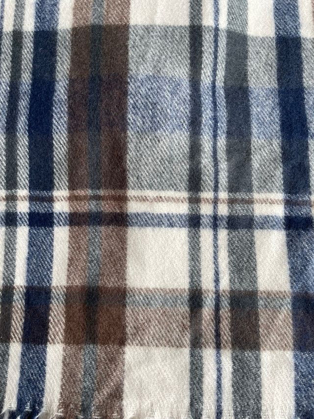 Bufanda cuadros azul, marrón y beige