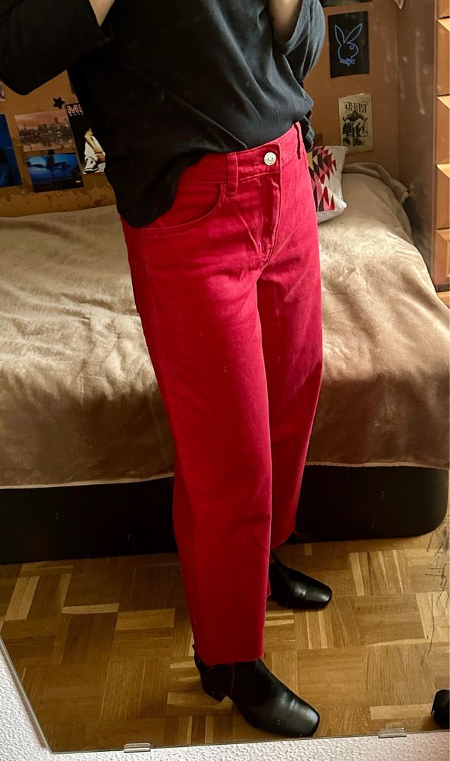 Vaqueros Mango culotte rojos talla 36