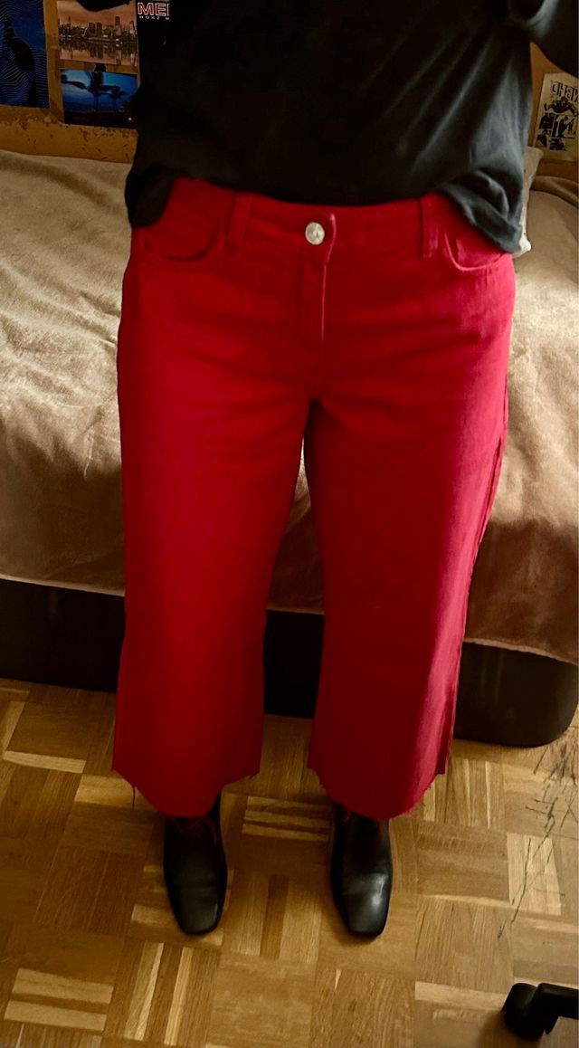Vaqueros Mango culotte rojos talla 36
