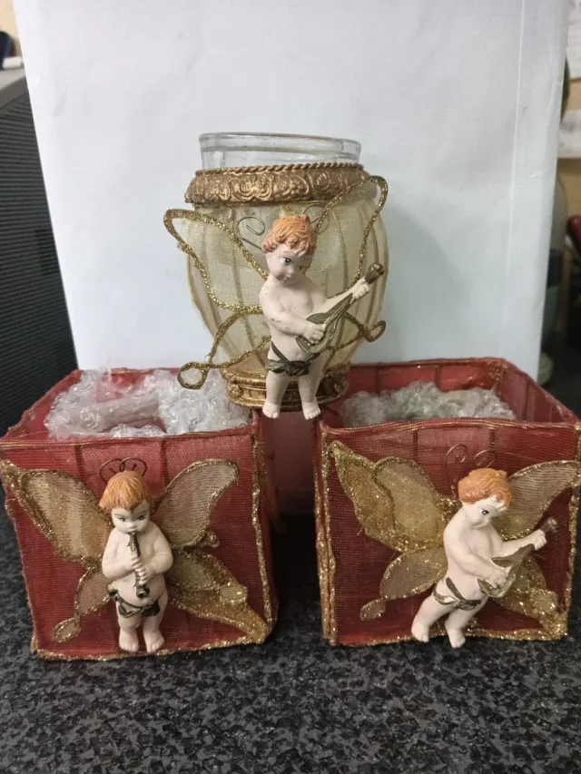 Set 3 Portacandele Cherubini Vintage