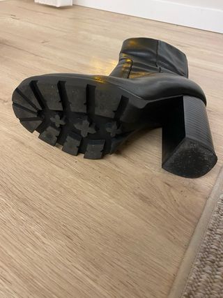 Botas Zara Piel Tacón Plataforma Negras