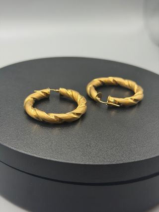 Pendientes de Aro de Oro 18k Trenzado