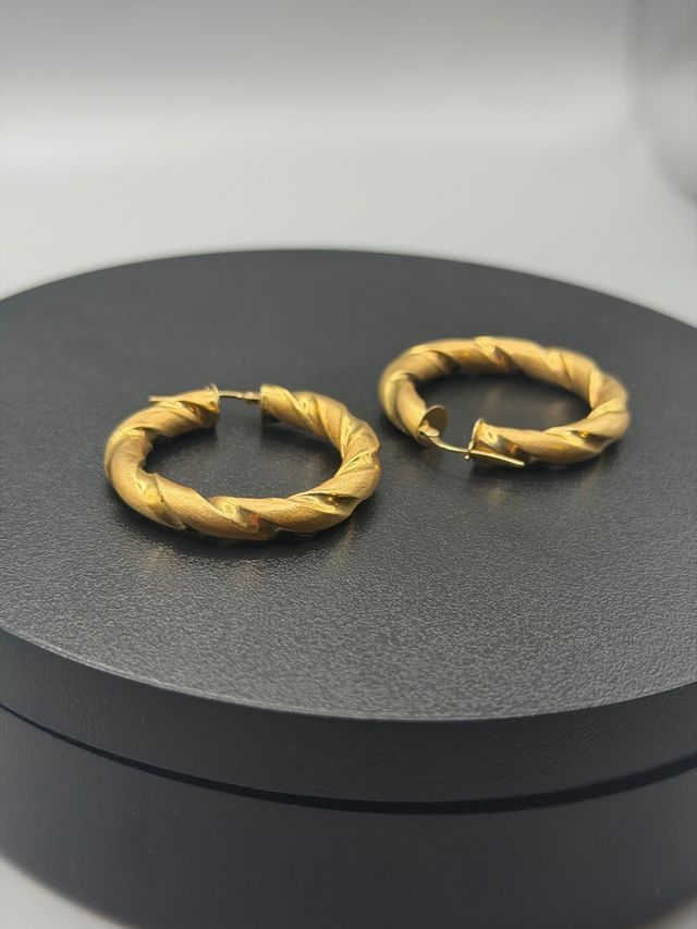 Pendientes de Aro de Oro 18k Trenzado