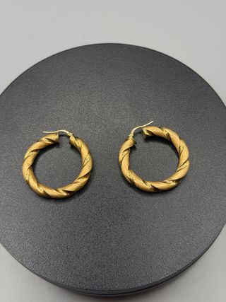 Pendientes de Aro de Oro 18k Trenzado