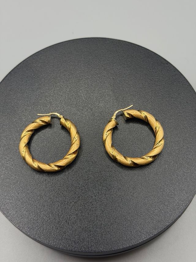 Pendientes de Aro de Oro 18k Trenzado