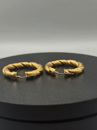 Pendientes de Aro de Oro 18k Trenzado