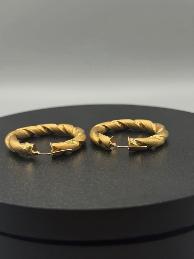Pendientes de Aro de Oro 18k Trenzado