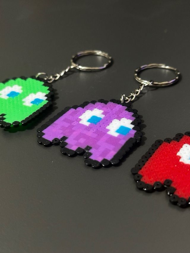 Llaveros Hama Beads Pac-Man y Fantasmas