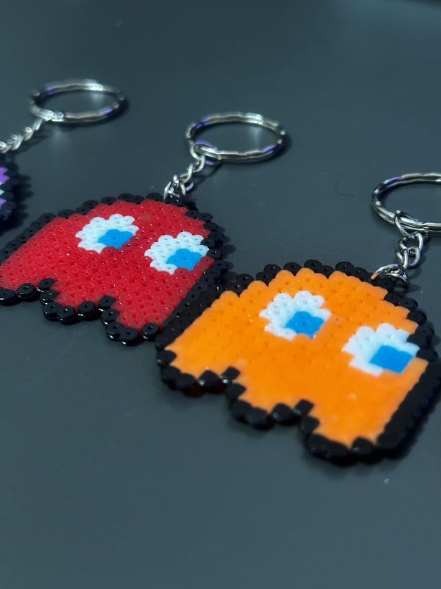 Llaveros Hama Beads Pac-Man y Fantasmas