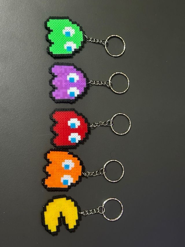 Llaveros Hama Beads Pac-Man y Fantasmas