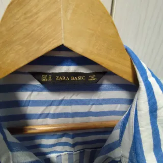 Camisa Zara Rayas Azul y Blanco