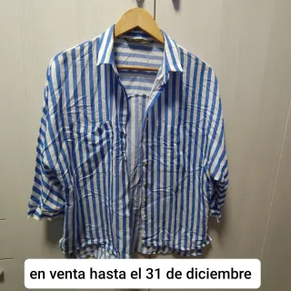 Camisa Zara Rayas Azul y Blanco