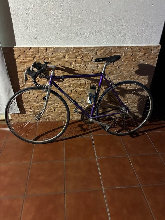 Bicicleta de carretera morada antigua