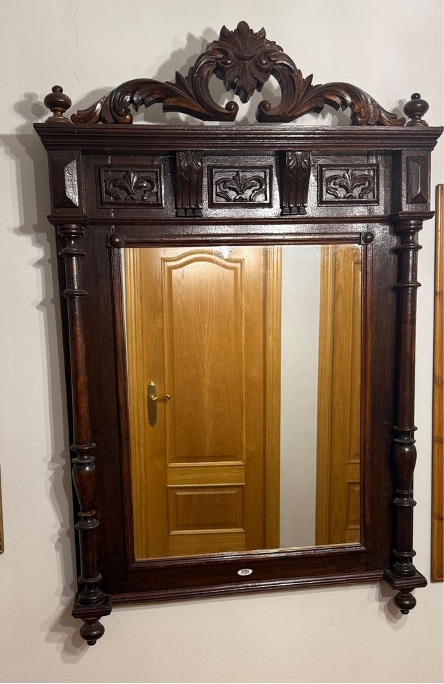 Espejo antiguo madera tallada