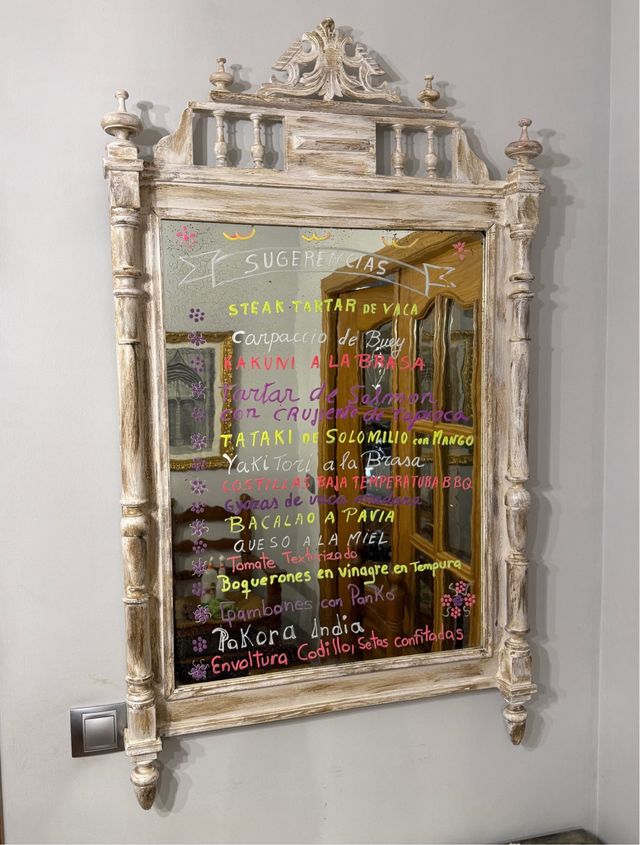 Espejo antiguo decorativo madera y cristal