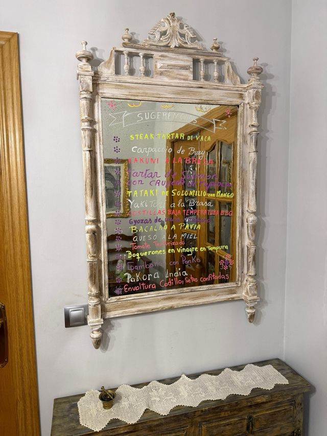 Espejo antiguo decorativo madera y cristal