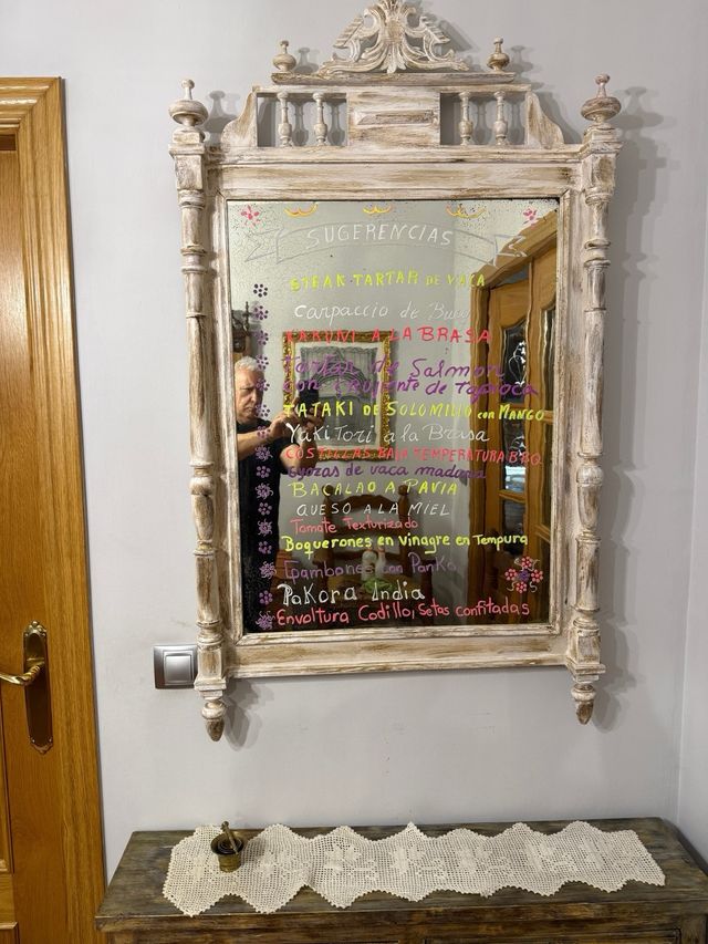 Espejo antiguo decorativo madera y cristal