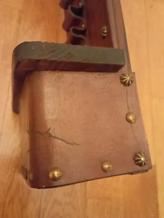 Portapipe vintage in legno e cuoio