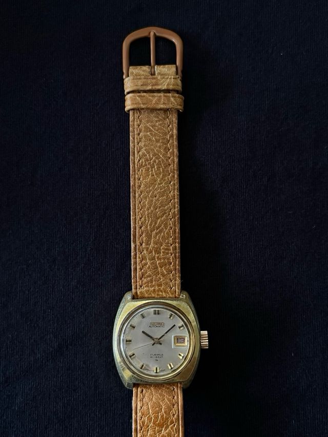 Reloj Seiko Automático Dorado Correa Marrón