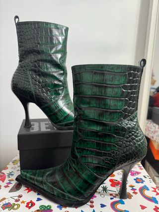 Botines piel Jeffrey Campbell Verde Cocodrilo