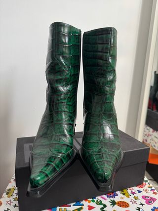 Botines piel Jeffrey Campbell Verde Cocodrilo