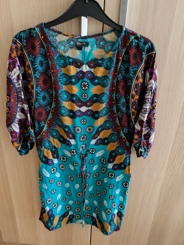 Vestido Blanco Multicolor Talla L