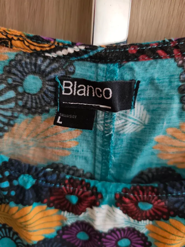 Vestido Blanco Multicolor Talla L