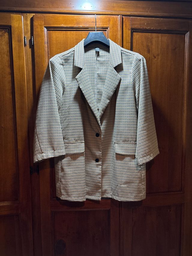 Blazer donna quadretti beige/marrone