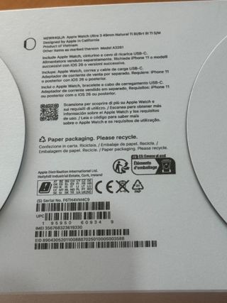 Apple Watch Ultra 3 Factura Septiembre 2025