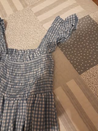 Vestido largo cuadros azul y blanco