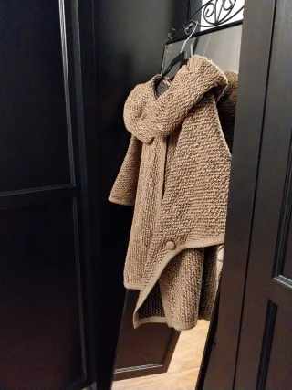 Poncho vintage con collo a solapa beige/marrone