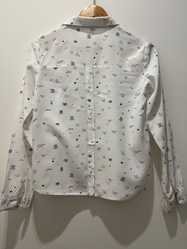 Camisa blanca estampada mujer XS
