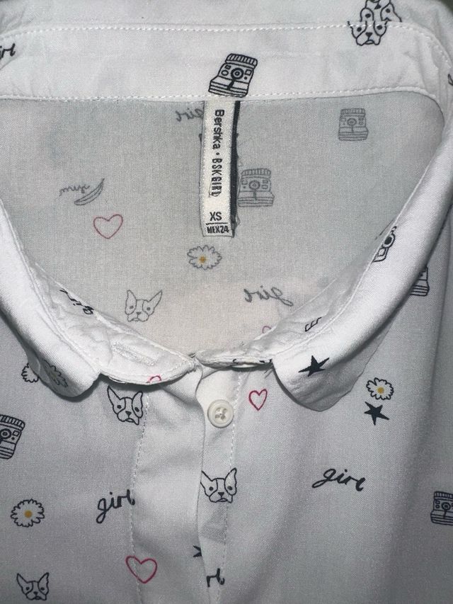 Camisa blanca estampada mujer XS