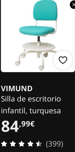 Silla de oficina infantil turquesa