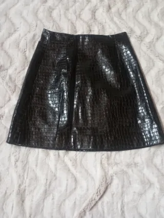 Gonna finta pelle pitonata nera XS