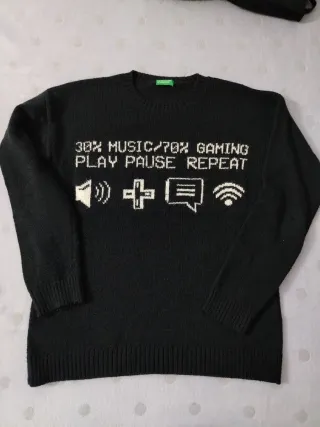 Maglione Benetton Bambino Grafica Gaming