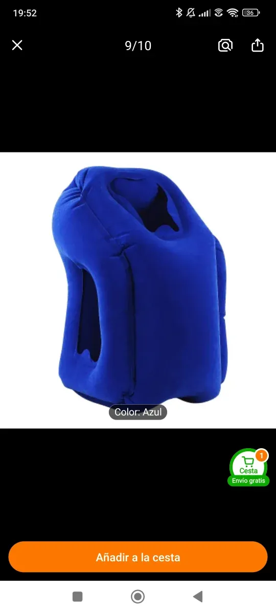 Cojín hinchable para viajes azul