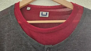 Adolfo Dominguez Camiseta Gris y Roja Talla M