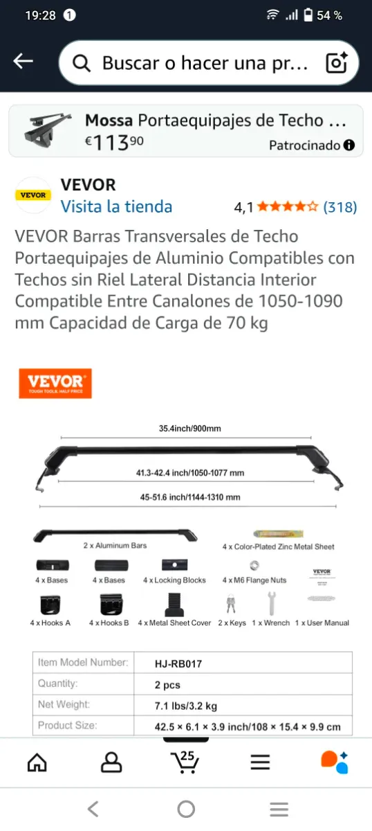 Barras de techo universales nuevas