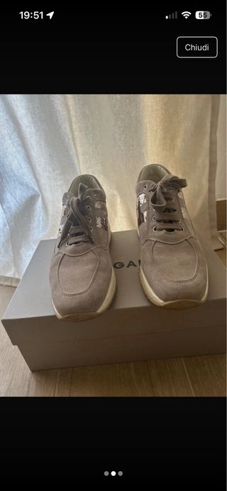 Hogan scarpe beige/oro