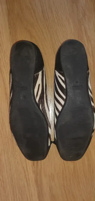 Bailarinas Zara Pelo Potro Rayas Blanco/Negro