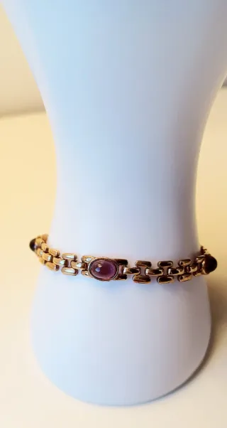 Pulsera Panther gold filled 14/20 y Piedras Morada