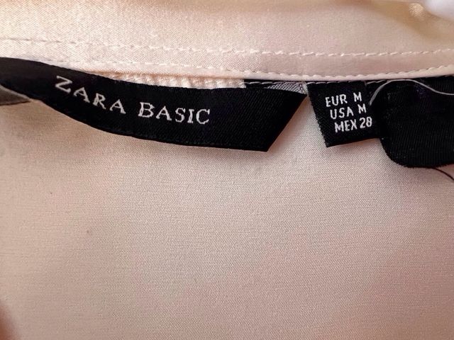 Camisa Zara Basic Satén Champagne Talla M