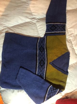 Jersey cuello pico vintage azul y verde