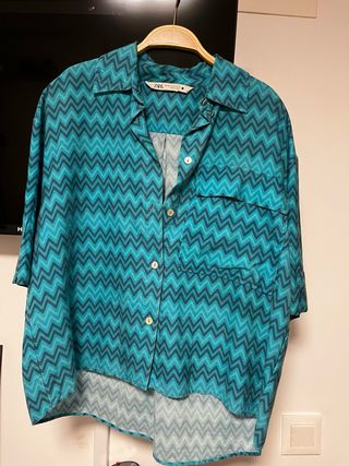 Camisa Zara Estampada Zigzag Talla XS