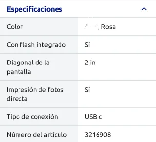 Cámara Instantánea Infantil Rosa
